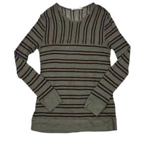 T By Alexander Wang Striped Lightweight Linen Long Sleeve Tee Size L